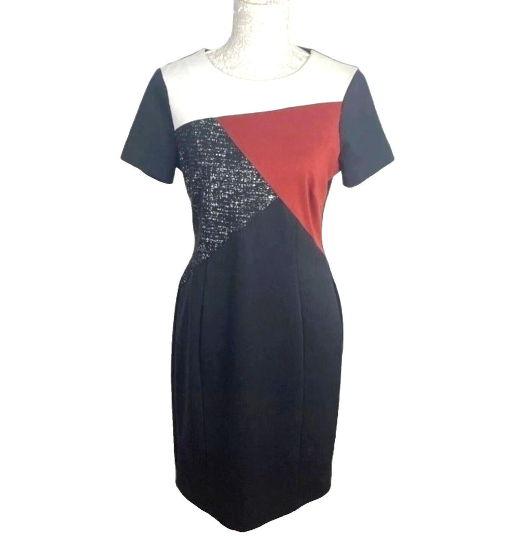 Debenhams Color Block Sheath Dress Women's UK Size 12 Short Sleeve Paneled