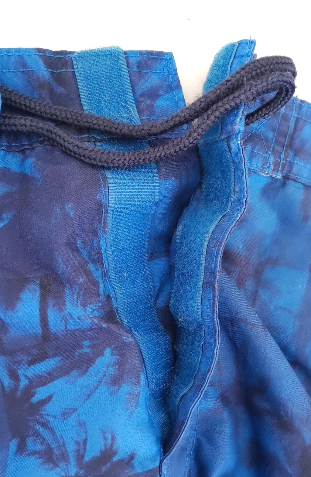 Palm Tree Swim Shorts Men's UK Size L Blue Pockets Drawstring Hawaiian Print