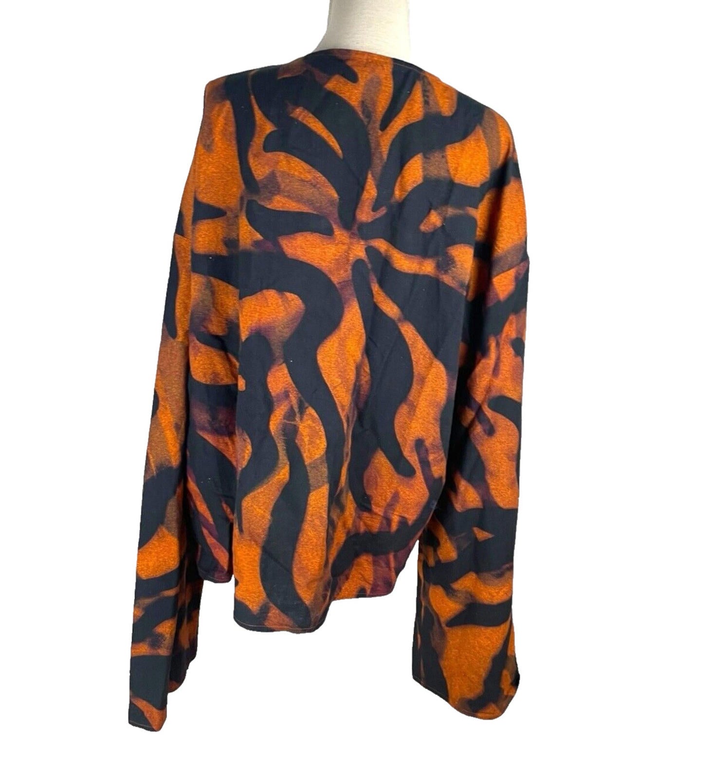Windeson Open Jacket Orange & Black Lightweight Flared Sleeve Women’s UK Size 16