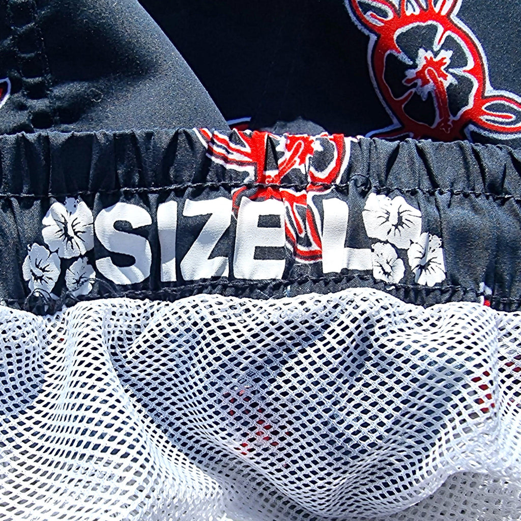 Swim Shorts Men's UK Size L Navy Blue Net Lined Pockets Red Sea Turtle Print