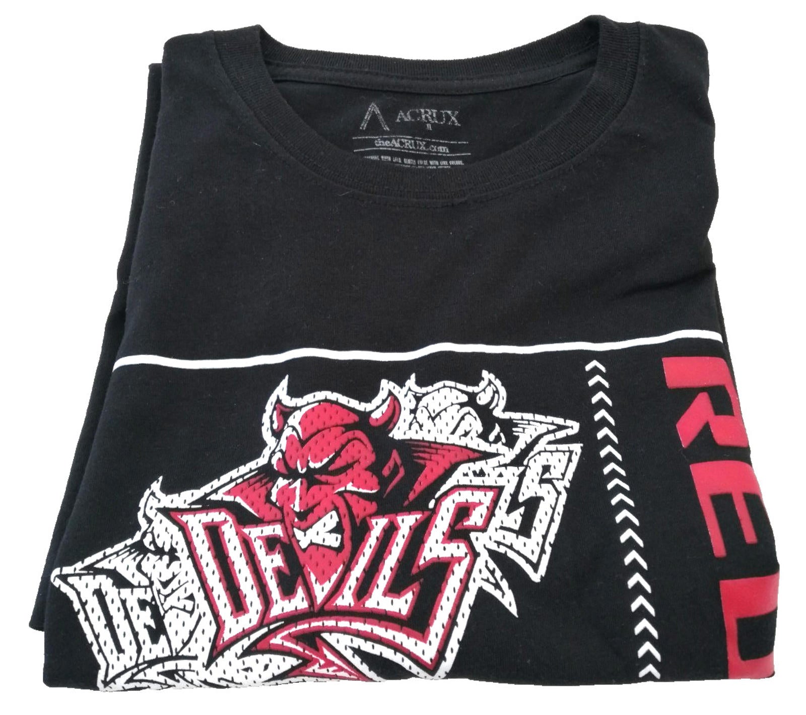 Devil's Red Central Graphic Print T-Shirt Men's Size L Black Crew Neck