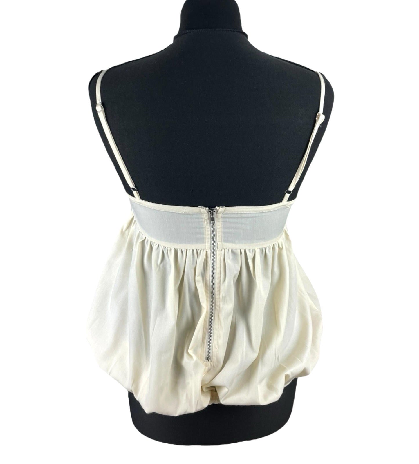 Beige Peplum Tank Top Spaghetti Strap Lace Accent Women’s UK Size 8