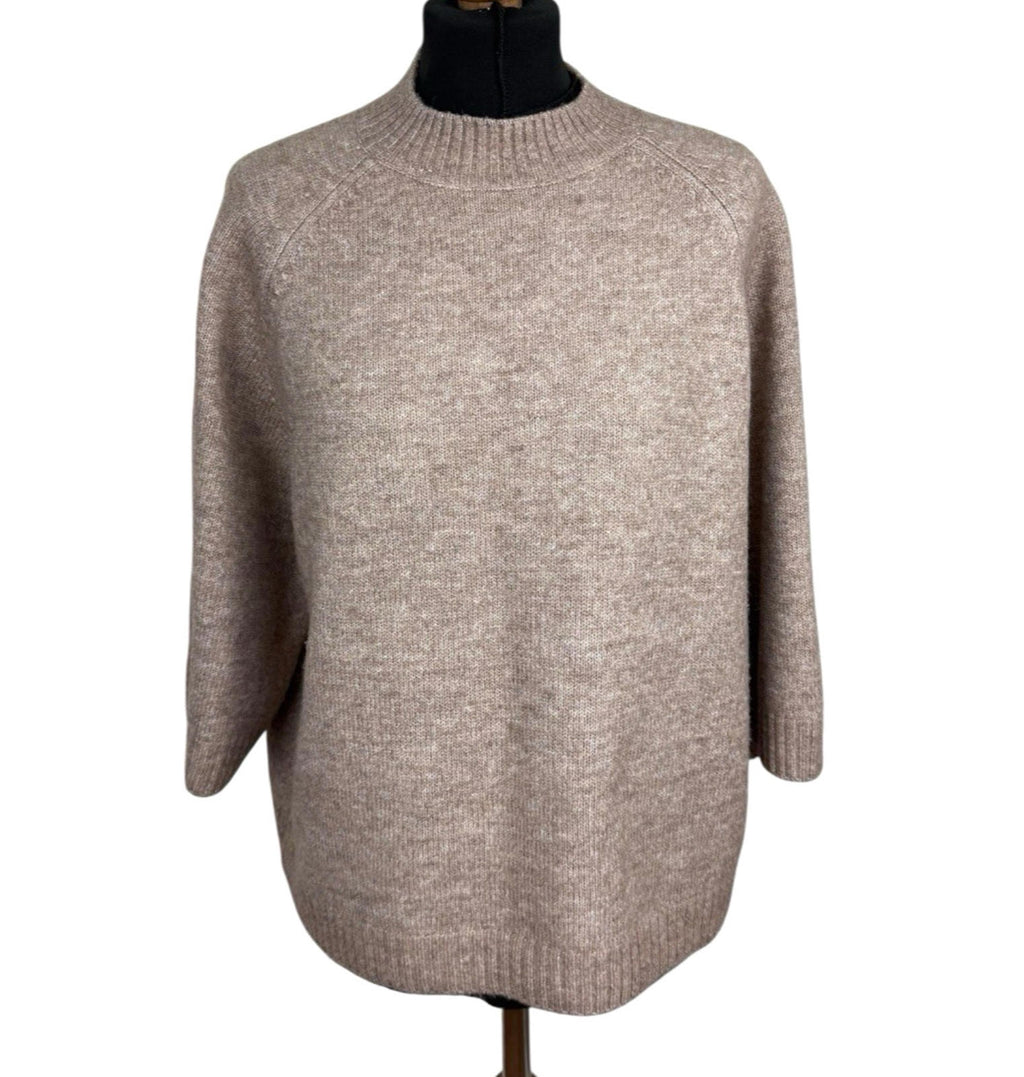 Next Stone Knitted Jumper 3/4 Flare Sleeve Round Neck Women’s UK Size M