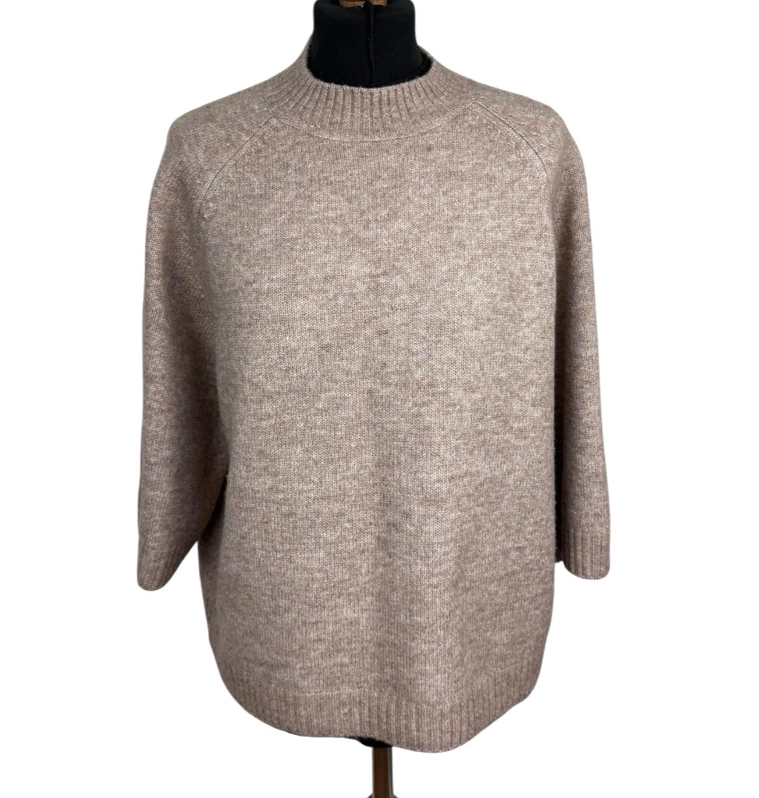 Next Stone Knitted Jumper 3/4 Flare Sleeve Round Neck Women’s UK Size M