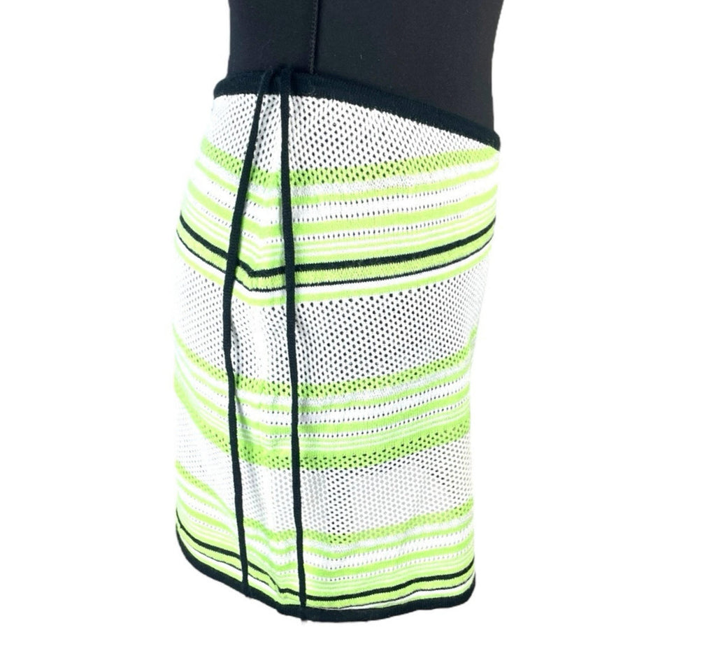 Pretty Little Thing Knit Skirt Women’s UK Size 10 Green Striped Sheer Summer