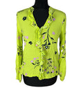 River Island Neon Blouse Women’s UK Size 10 Long Sleeve Frill Detail Floral