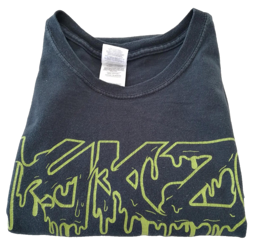 Graffiti Font Graphic Print T-Shirt Men's Size XL Black Crew Neck 100% Cotton