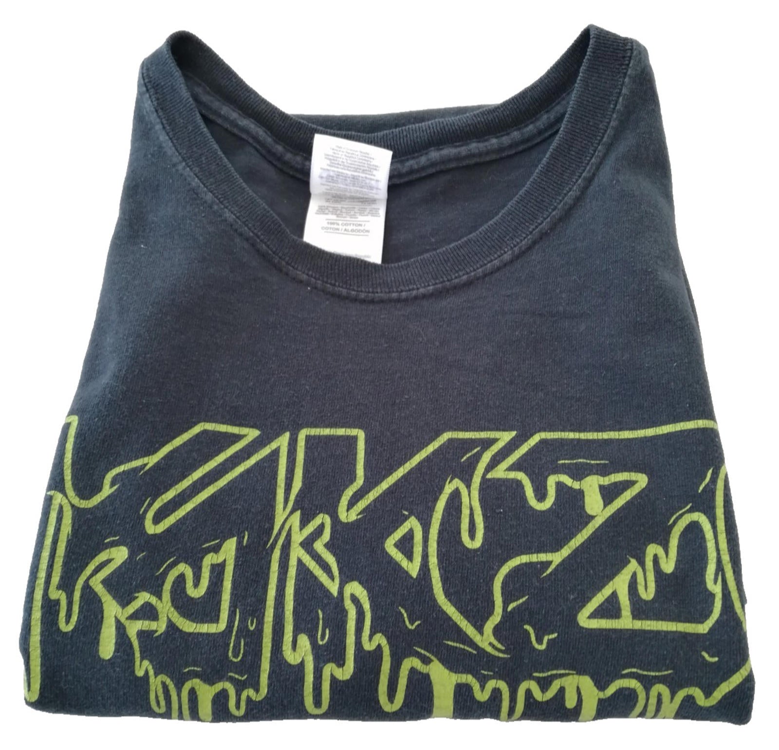 Graffiti Font Graphic Print T-Shirt Men's Size XL Black Crew Neck 100% Cotton