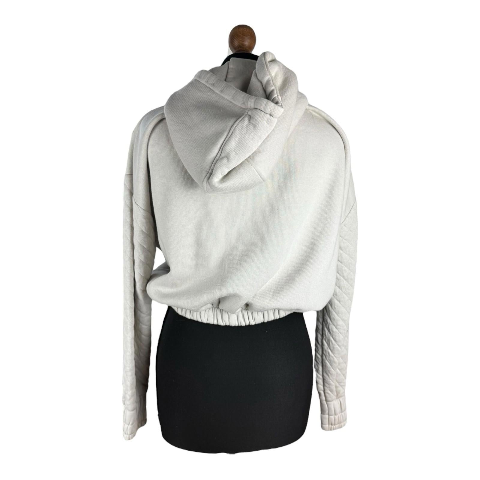 Holyfield Beige Cropped Hoodie Zip Front Quilted Arm Girls UK Age 14-15