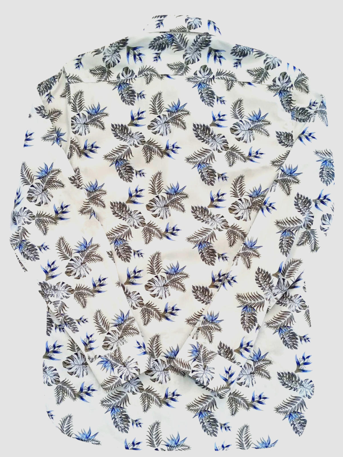 Feraud Shirt Long Sleeve Leaf Design White 100% Cotton Men's UK Size Medium M