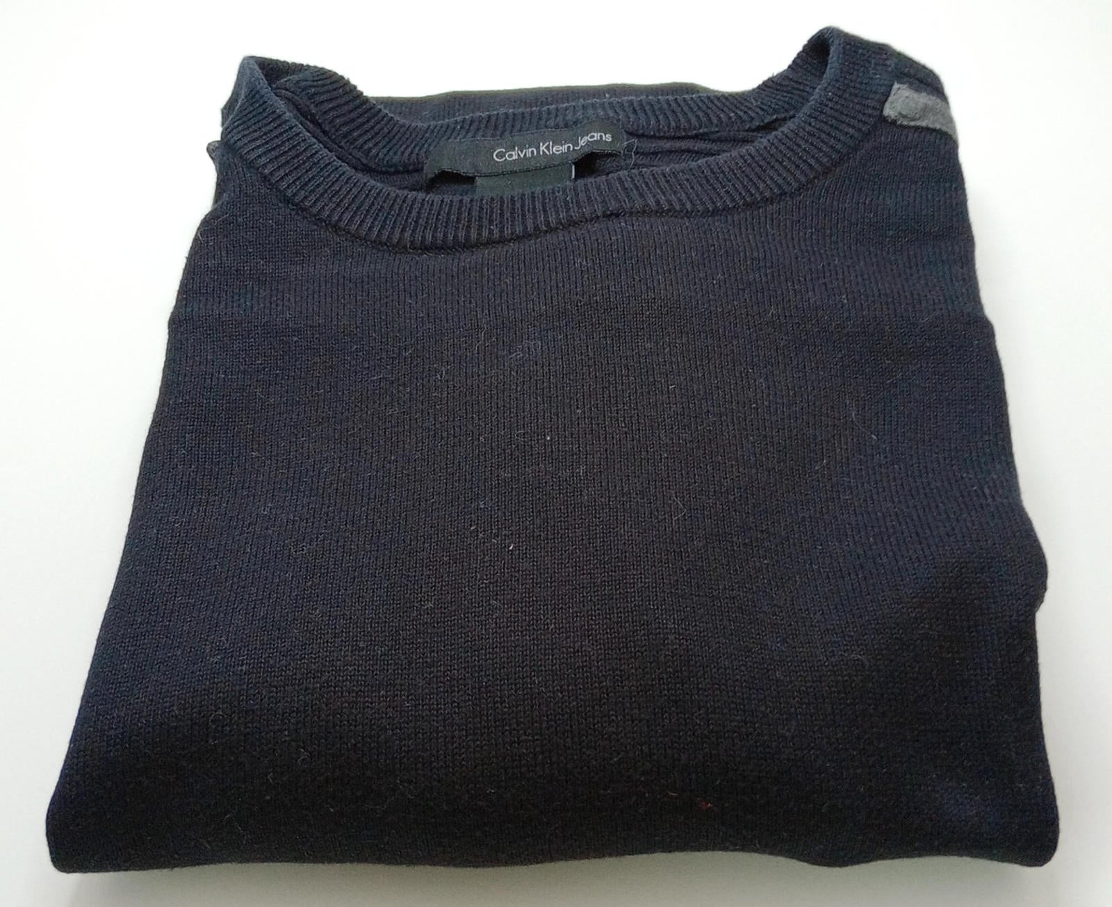 Calvin Klein Knit Jumper Men's UK Size L Black Long Sleeve 100% Cotton Crew Neck