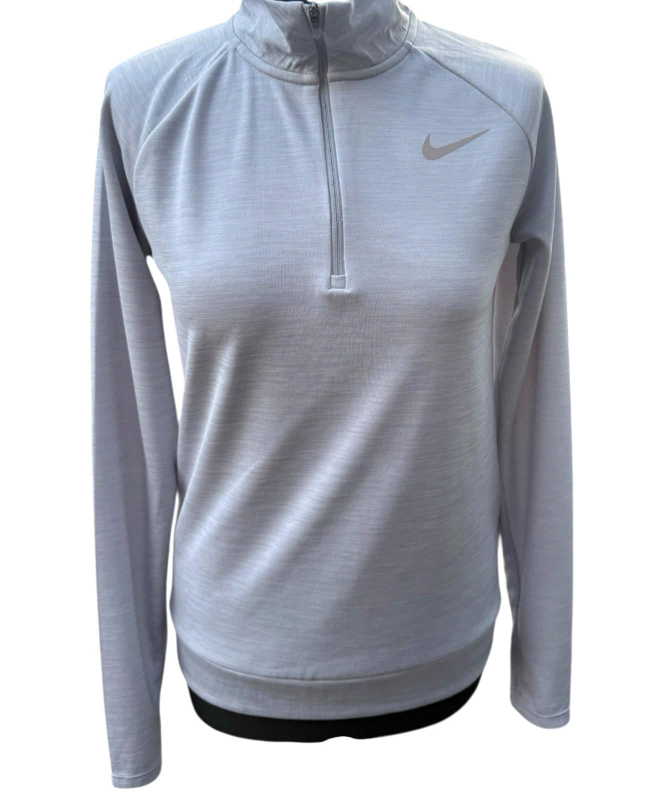 Nike Running Top Womens XS Grey 1/4 Zip Dri-Fit Pullover Activewear Thumbholes