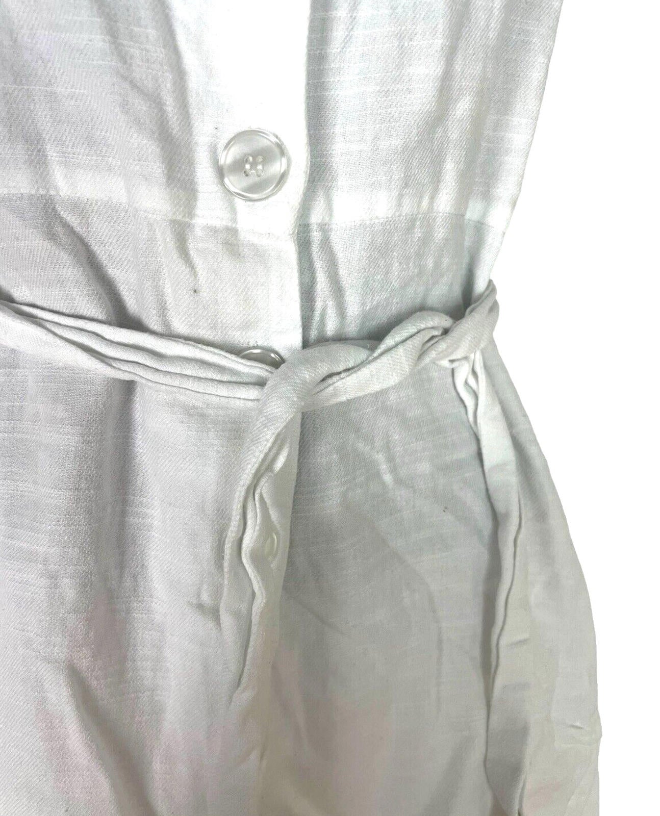 New Look Playsuit White Belted Puff Sleeve 100% Cotton Women’s UK Size 6
