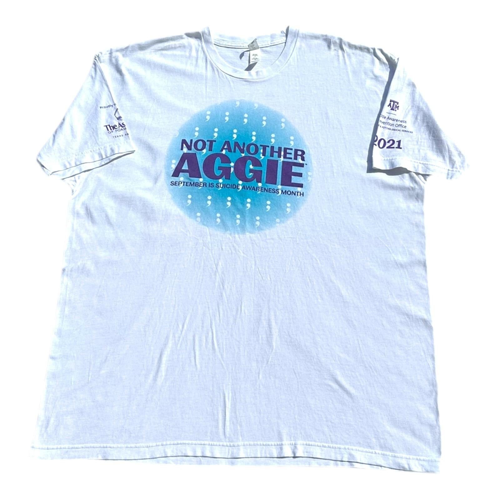 AGGIE T-Shirt Men's UK Size 2XL White Graphic Print Short Sleeve