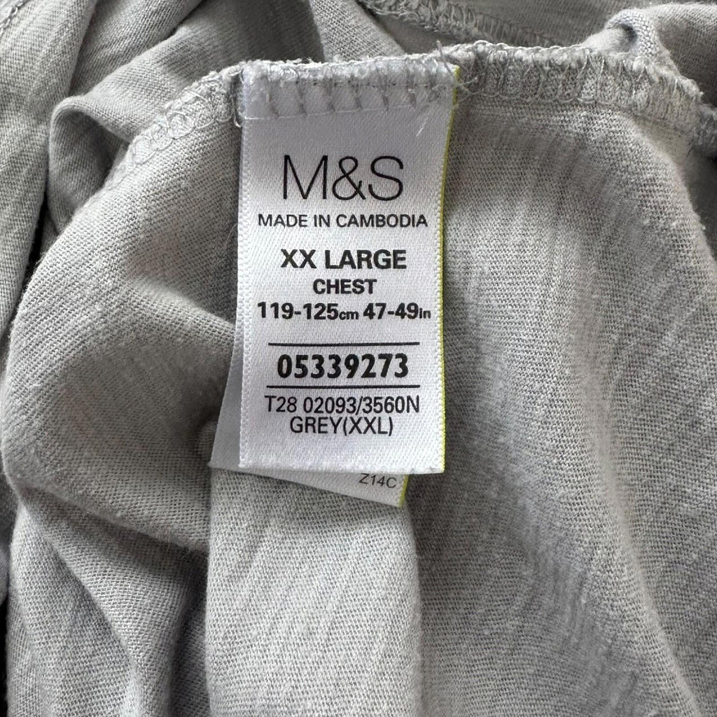 Marks & Spencer T-Shirt Men's UK Size 2XL Grey Short Sleeve Graphic Print Surf