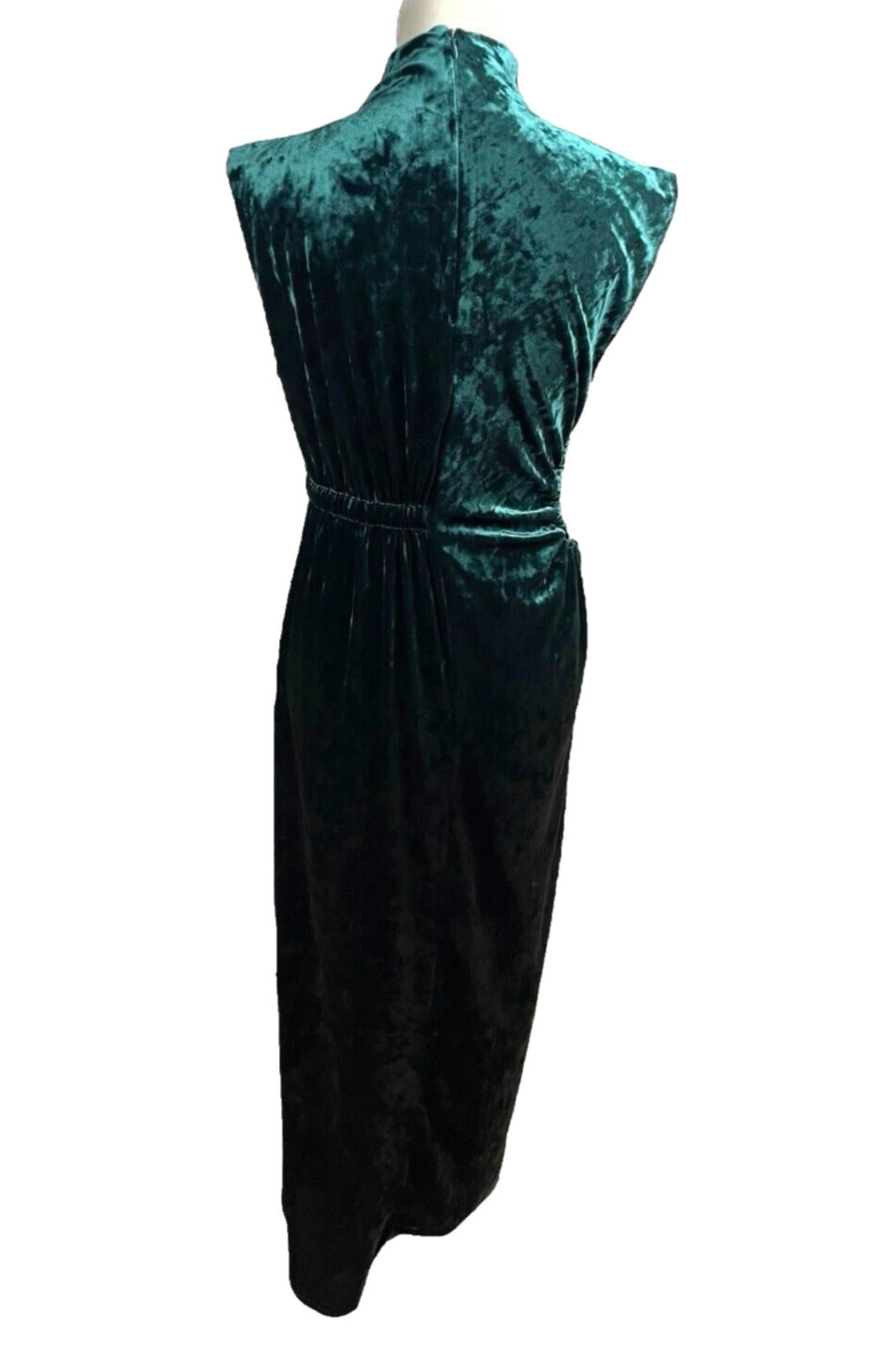 Velour Maxi Dress Women's UK Size 12 Green Cut Out Side Occasion Evening Formal