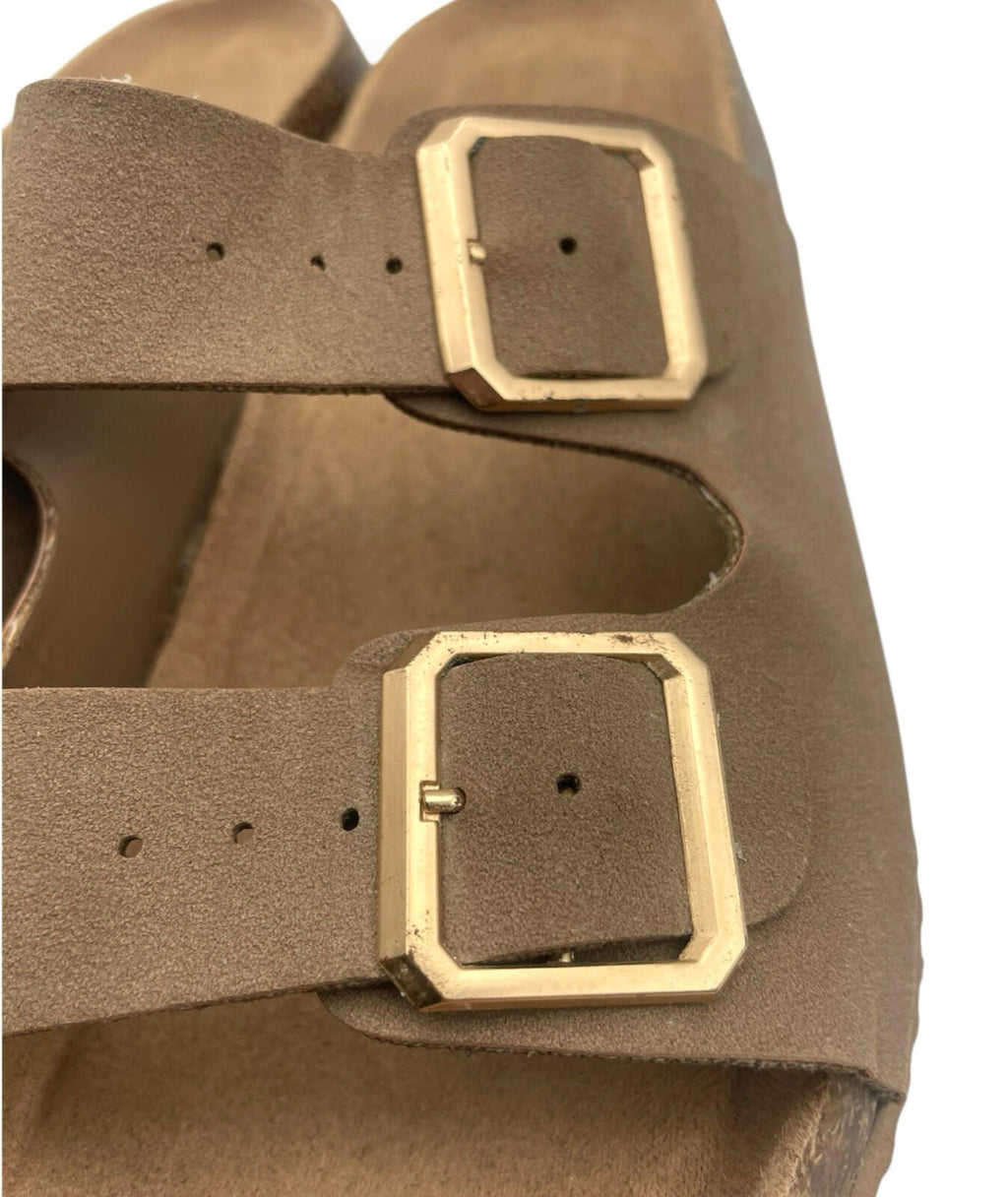 Primark Faux Leather Slider Sandals Women's UK Size 3 Open Toe Gold Buckle