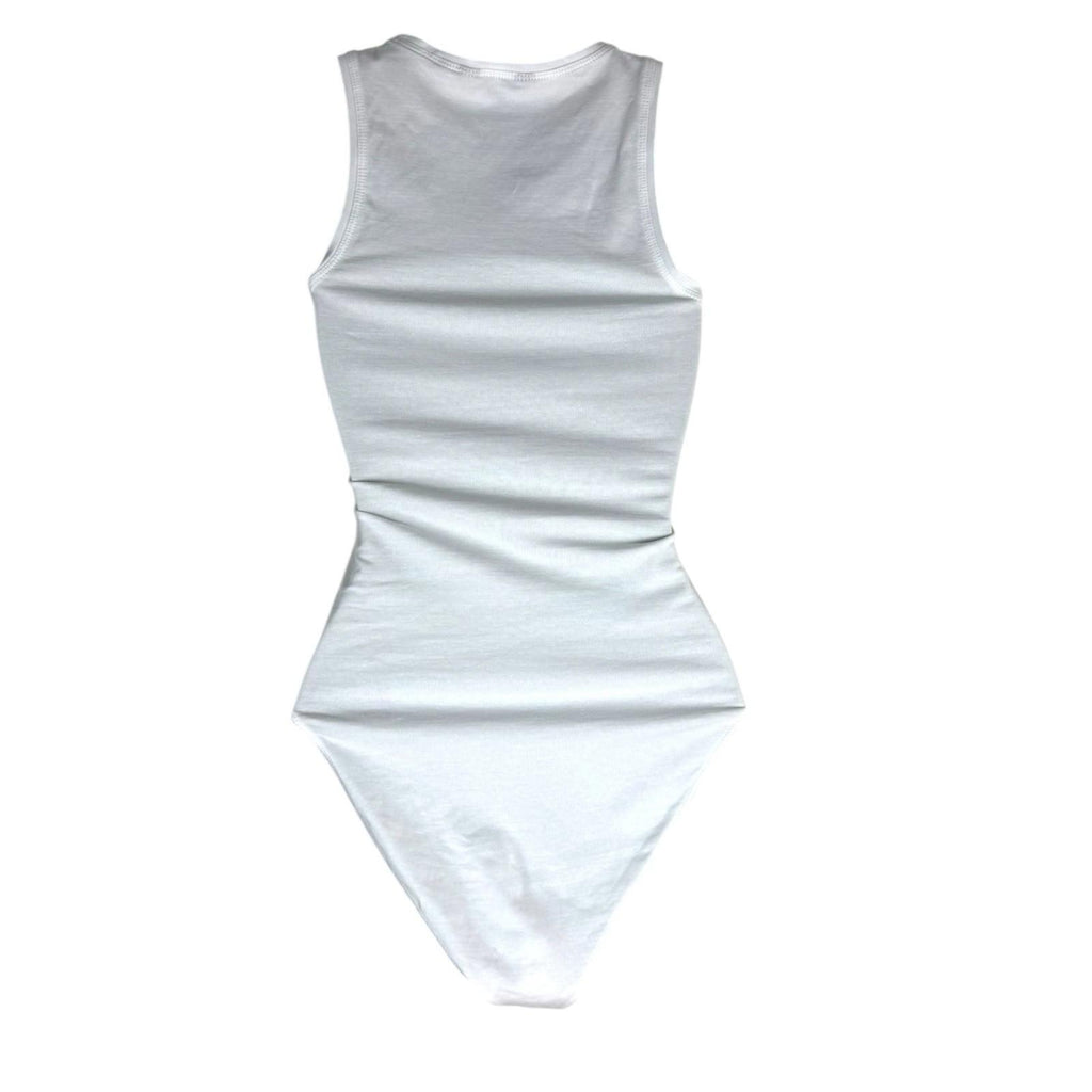 New Look Bodysuit Women's UK Size 6 White Jersey Sleeveless Round Neck Snap