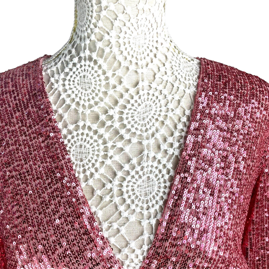 Parisian Mini Dress Pink Full Sequin Long Sleeve Occasion Women’s UK Size M (10)