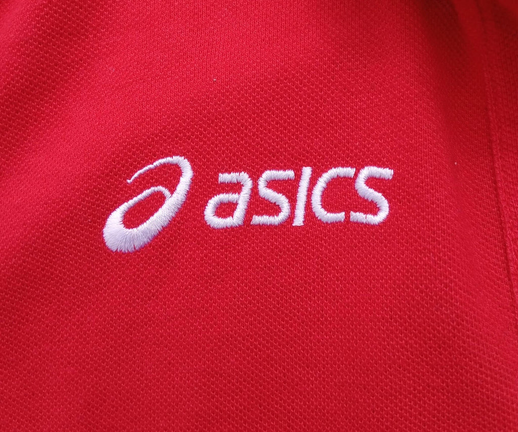 Asics Polo Shirt Men's UK Size S Red Short Sleeve Embroided Logo Cotton Blend
