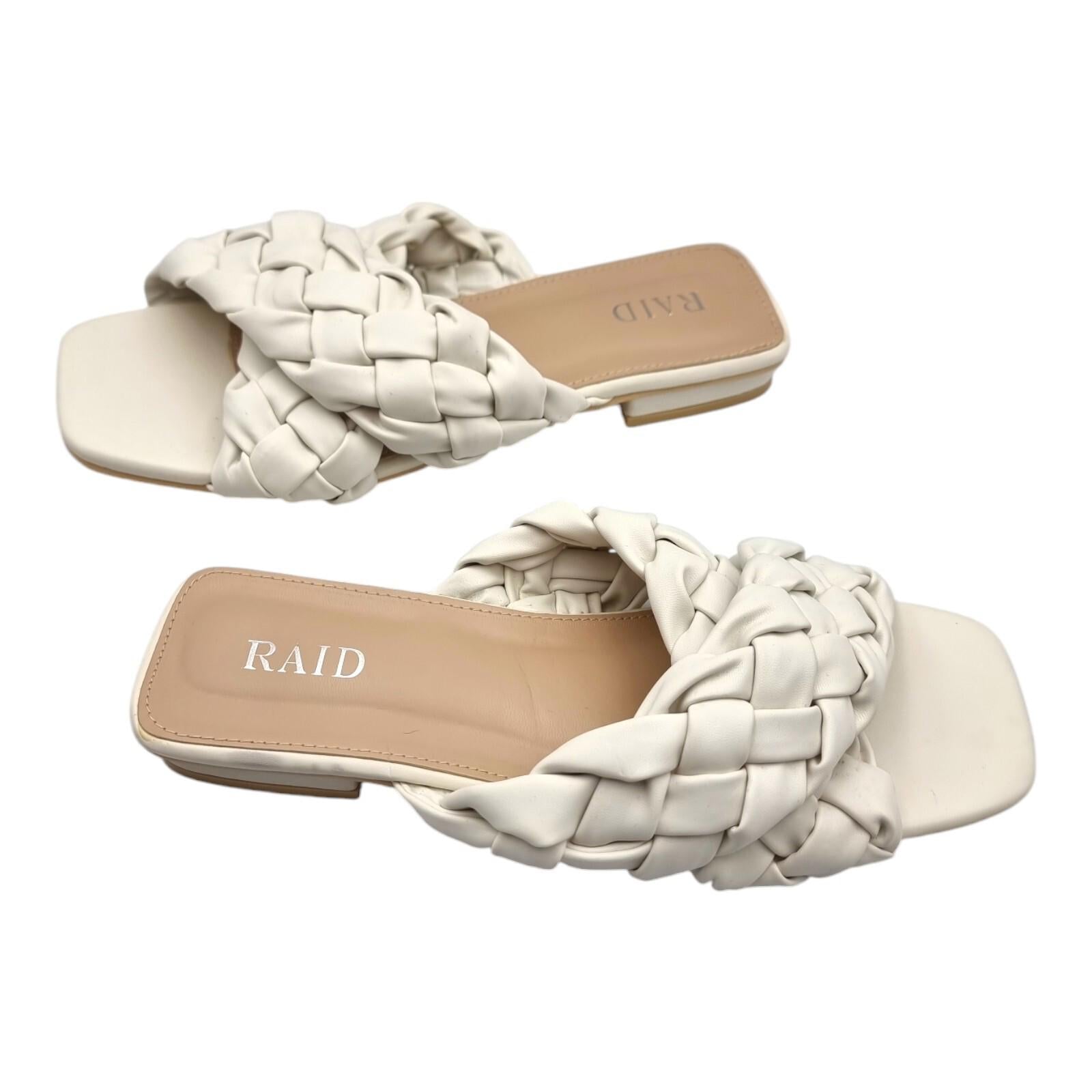 RAID Wide Fit White Destiny Plaited Slide Sandals Women's UK Size 7