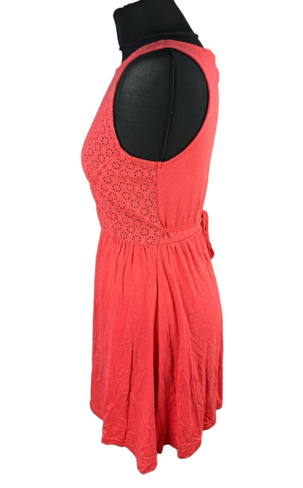 Broderie Anglaise Mini Dress Women’s UK Size 8 Orange Sleeveless Bikini Cover Up