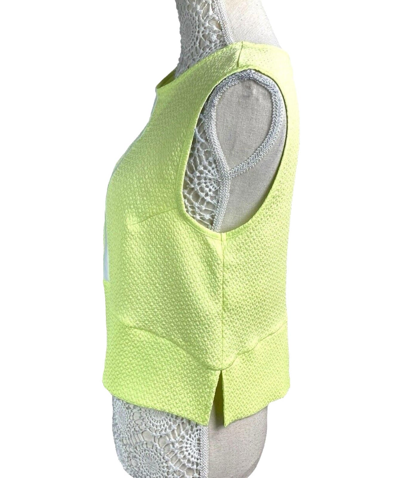 River Island Neon Yellow Tank Top Cropped Textured Women’s UK Size 12