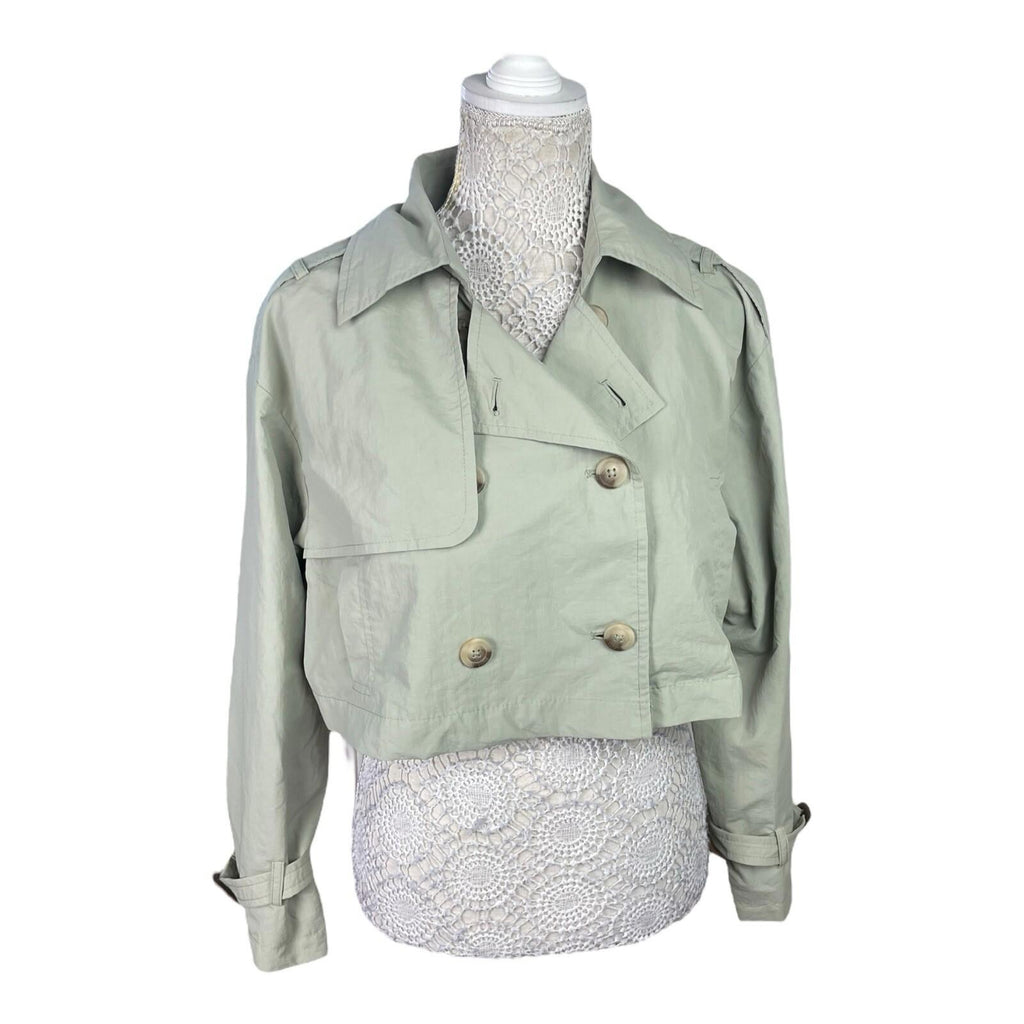 Stradivarius Light Kahki Trench Coat Cropped Relaxed Fit Women’s UK Size XS