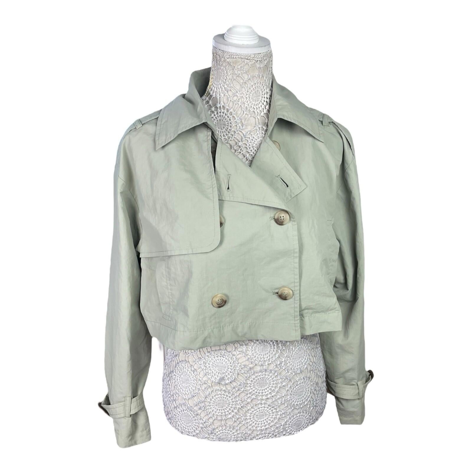 Stradivarius Light Kahki Trench Coat Cropped Relaxed Fit Women’s UK Size XS