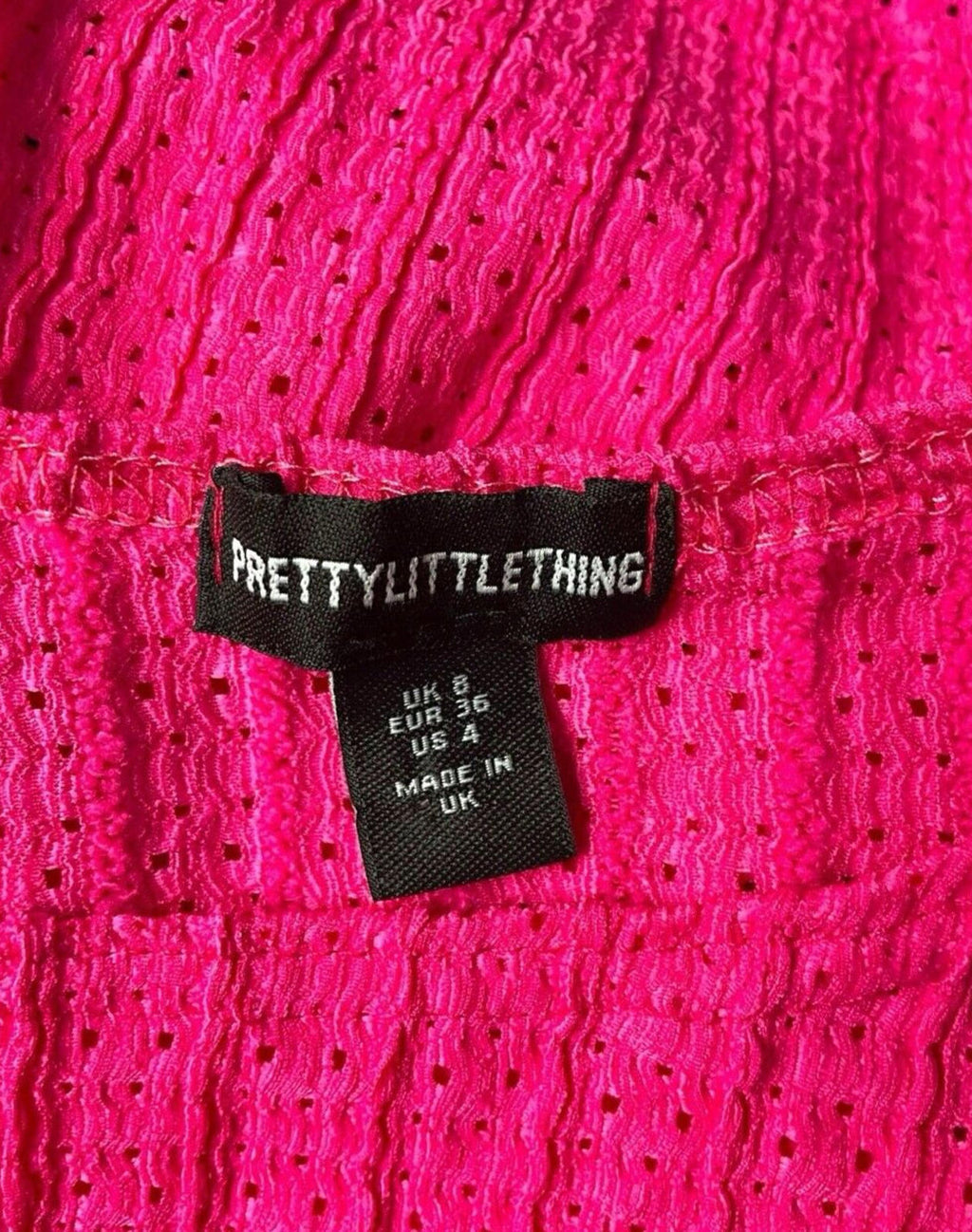 Pretty Little Thing Crop Top Women's UK Size 8 Pink Textured Sleeveless Summer