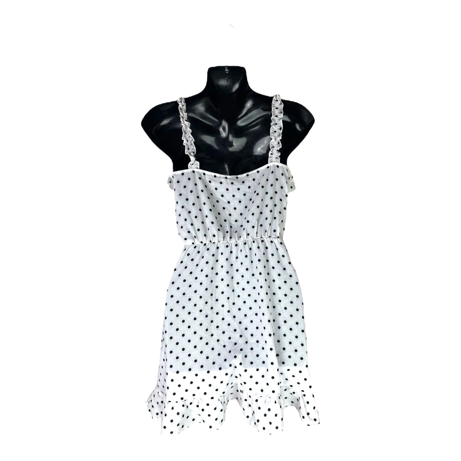 Divided White Polka Dot Mini Dress Frill Hem Women’s UK Size 6