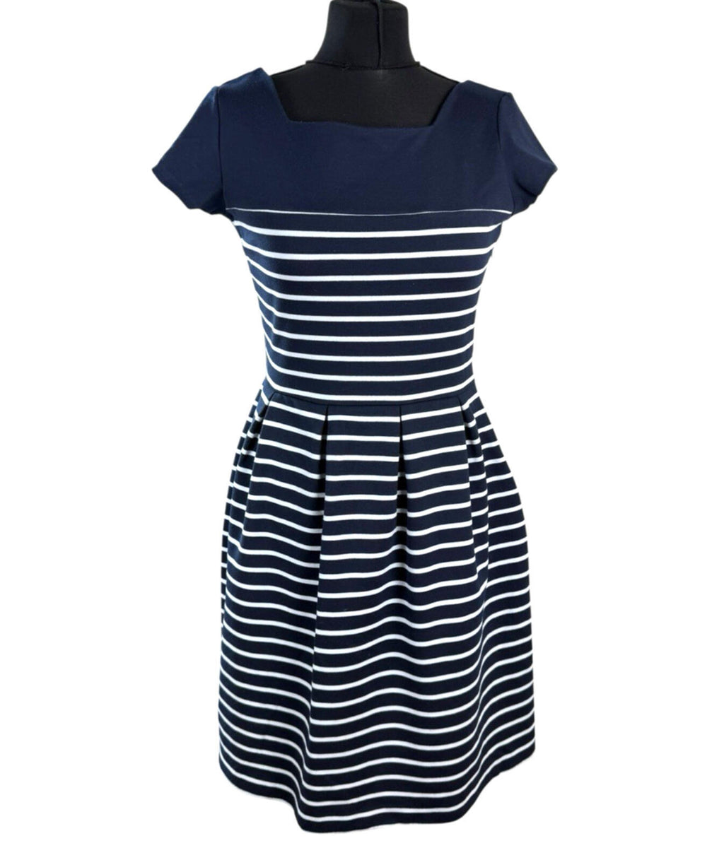 La Redoute Skater Dress Women’s UK Size Square Neck Mini Navy White Stripe