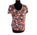 Maine Orange Floral T-shirt Top Blouse Crew Neck Women’s UK Size 14