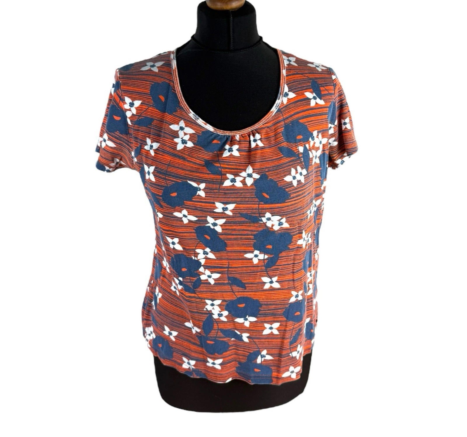 Maine Orange Floral T-shirt Top Blouse Crew Neck Women’s UK Size 14