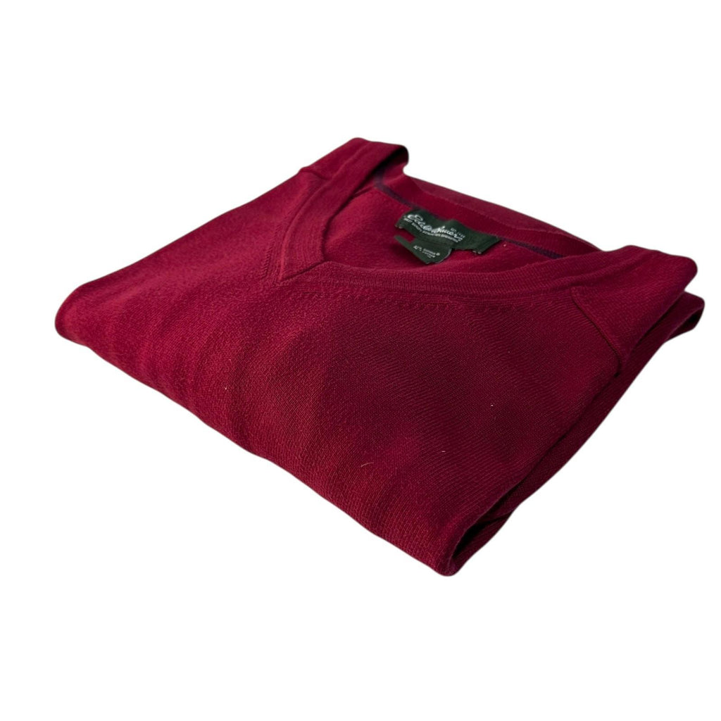 Eddie Bauer Knit Jumper Men's UK Size M Red V-Neck Long Sleeve Sweater