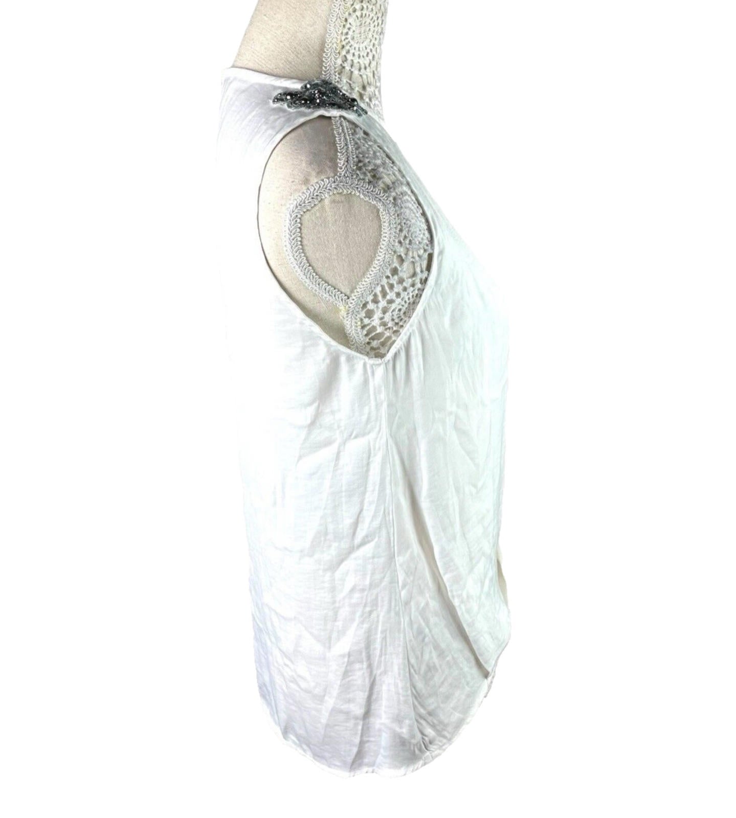 Zara White Vest Top Embezzled Shoulder Women’s UK Size S