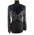 Topshop Black Floral Croptop Backless Hugh Neck Long Sleeve Women’s UK Size 10