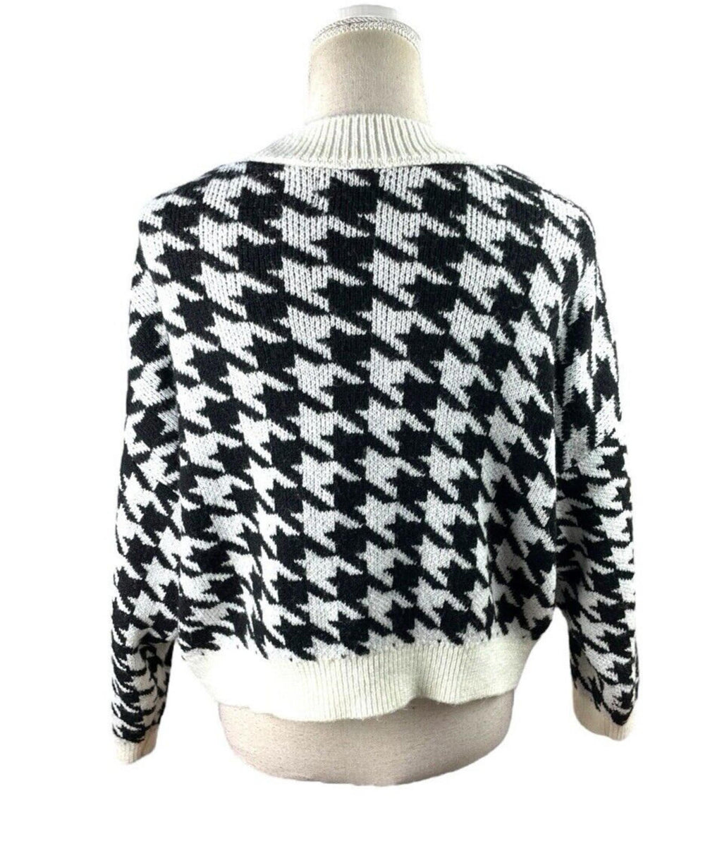 Stradivarius Black & White Houndstooth Jumper Relaxed Fit Women’s UK Size XS