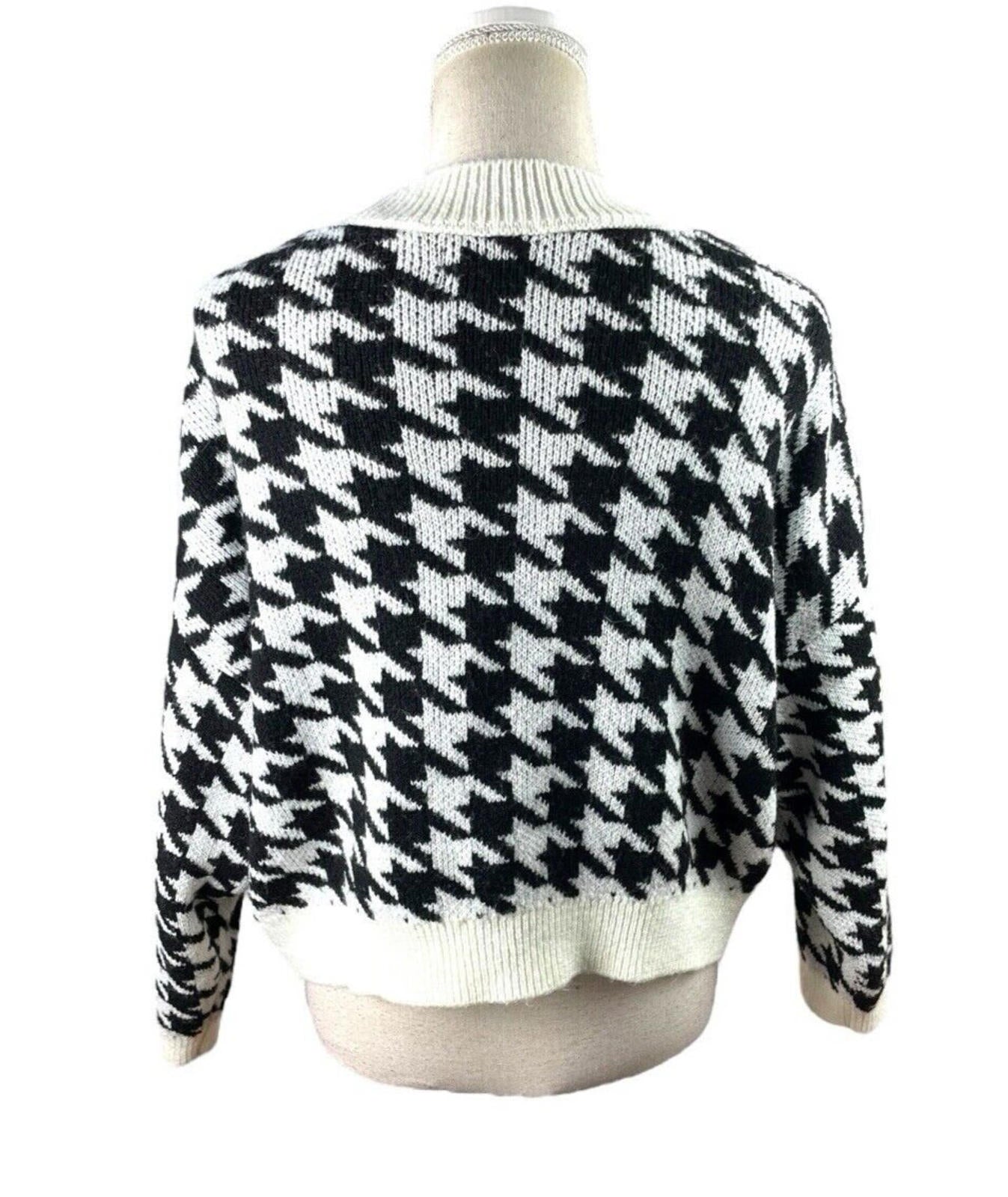 Stradivarius Black & White Houndstooth Jumper Relaxed Fit Women’s UK Size XS