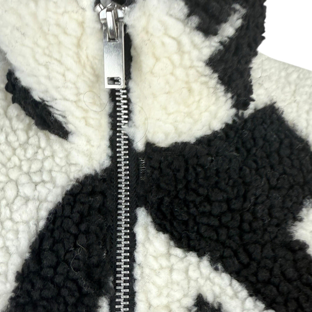 New Look Teddy Fleece Jacket Women’s UK Size S Zip Up Beige Black Coat