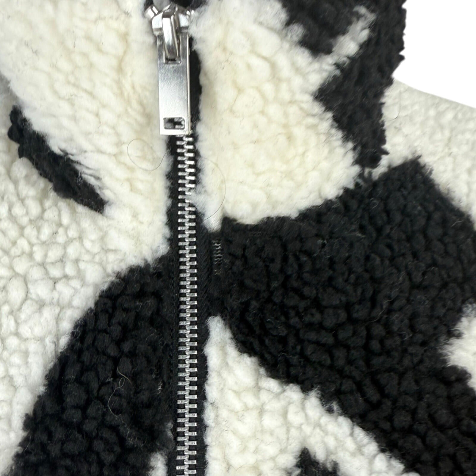 New Look Teddy Fleece Jacket Women’s UK Size S Zip Up Beige Black Coat