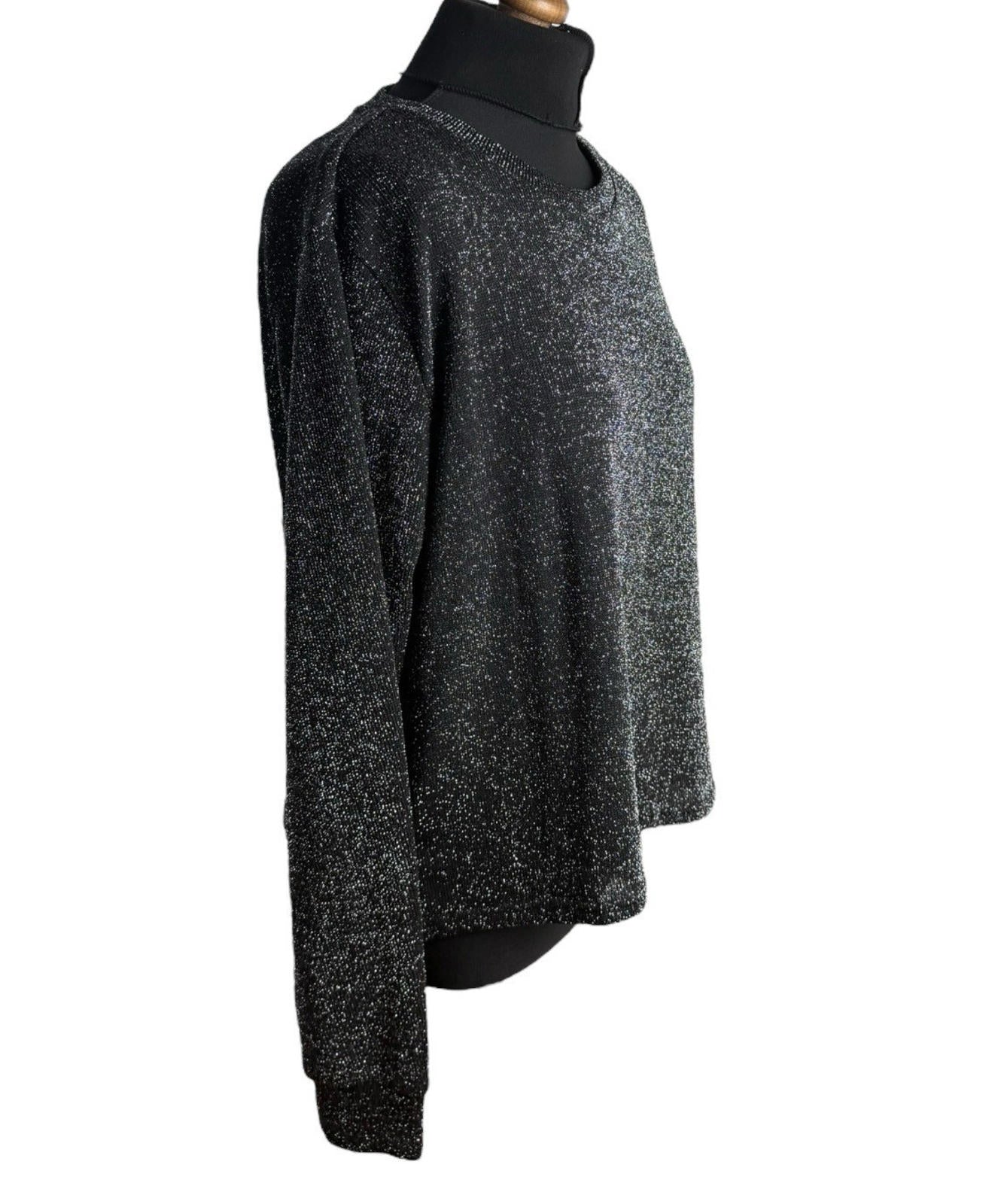 Divided Black Silver Sparkle Sweater Jumper Women’s UK Size L Crew Neck