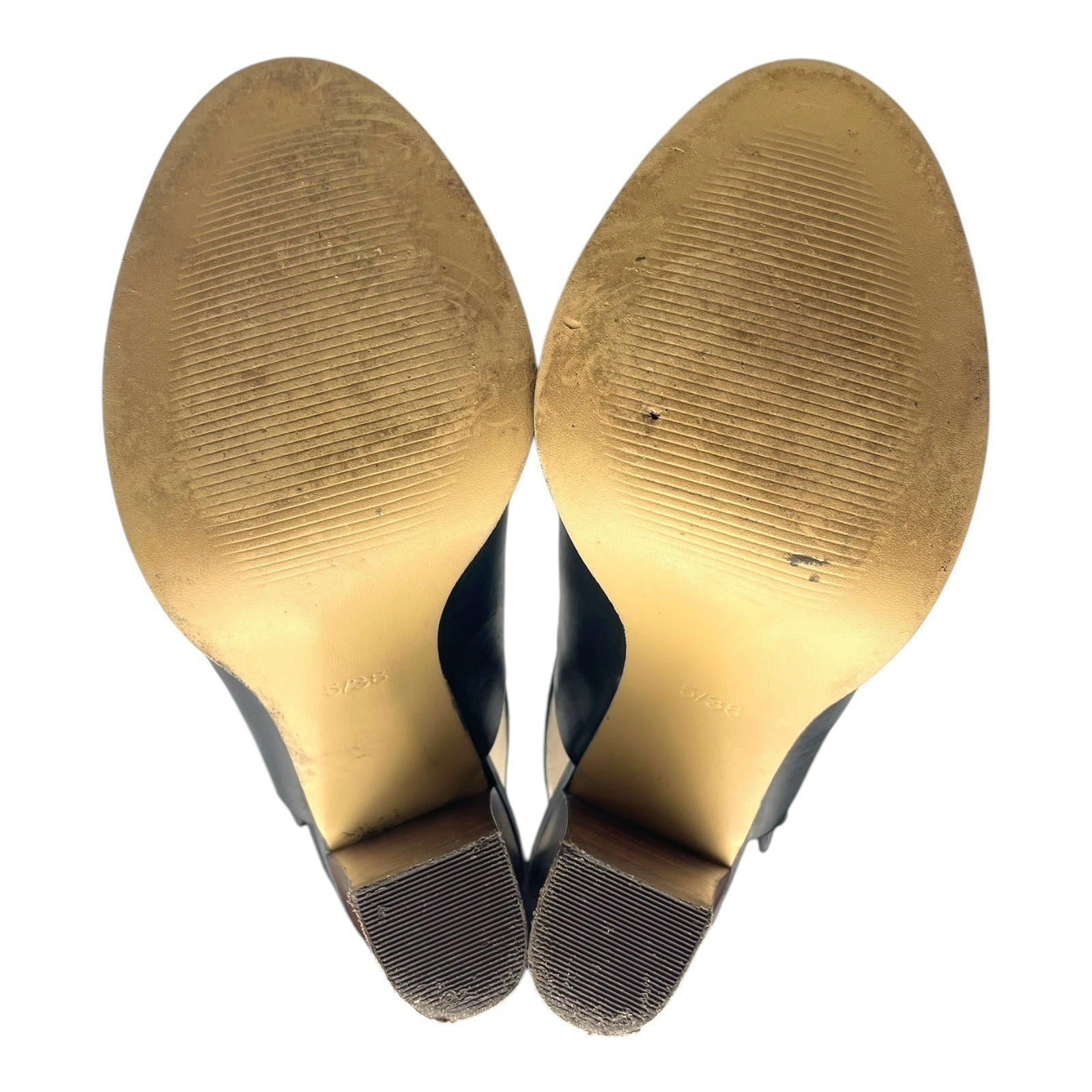 RJR John Rocha Black Leather Peep Toe Block Heel Shoes Women’s UK Size 5 (EU 38)