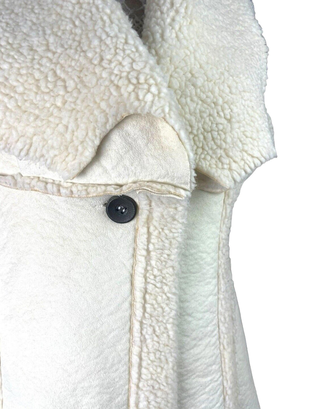 Italian Cream Gilet Faux Leather Sherpa Lining Women’s UK Size L (12)