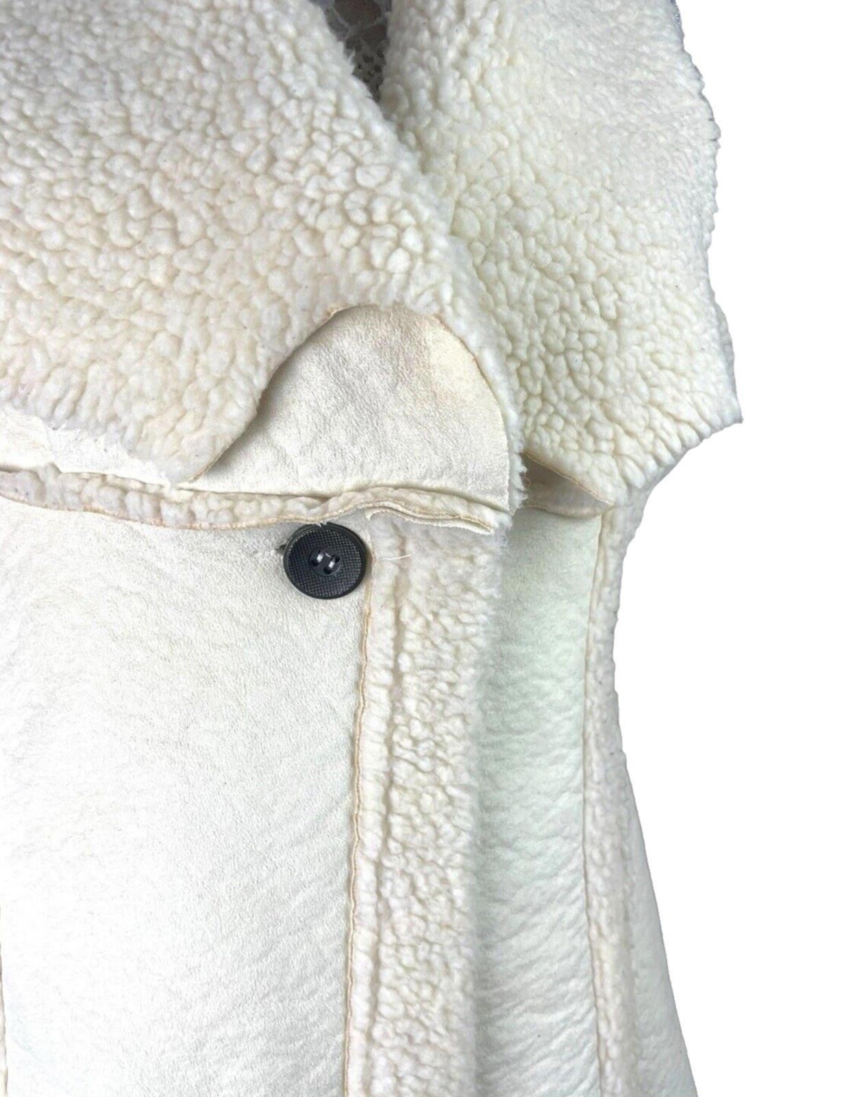 Italian Cream Gilet Faux Leather Sherpa Lining Women’s UK Size L (12)