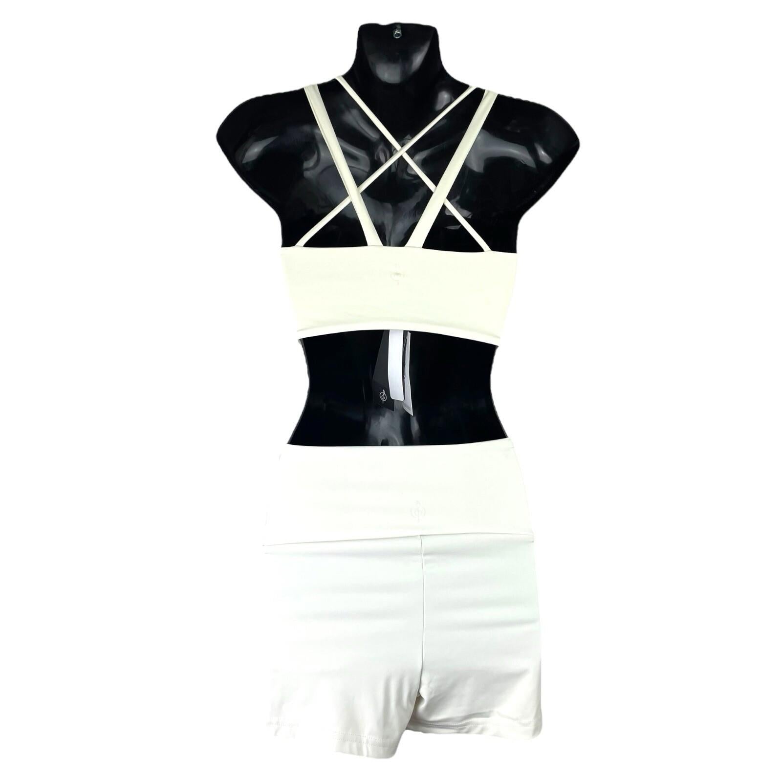 Stradivarius Co Ord Set Women’s UK Size XS Shorts & Crop Top Padded Ivory Lycra