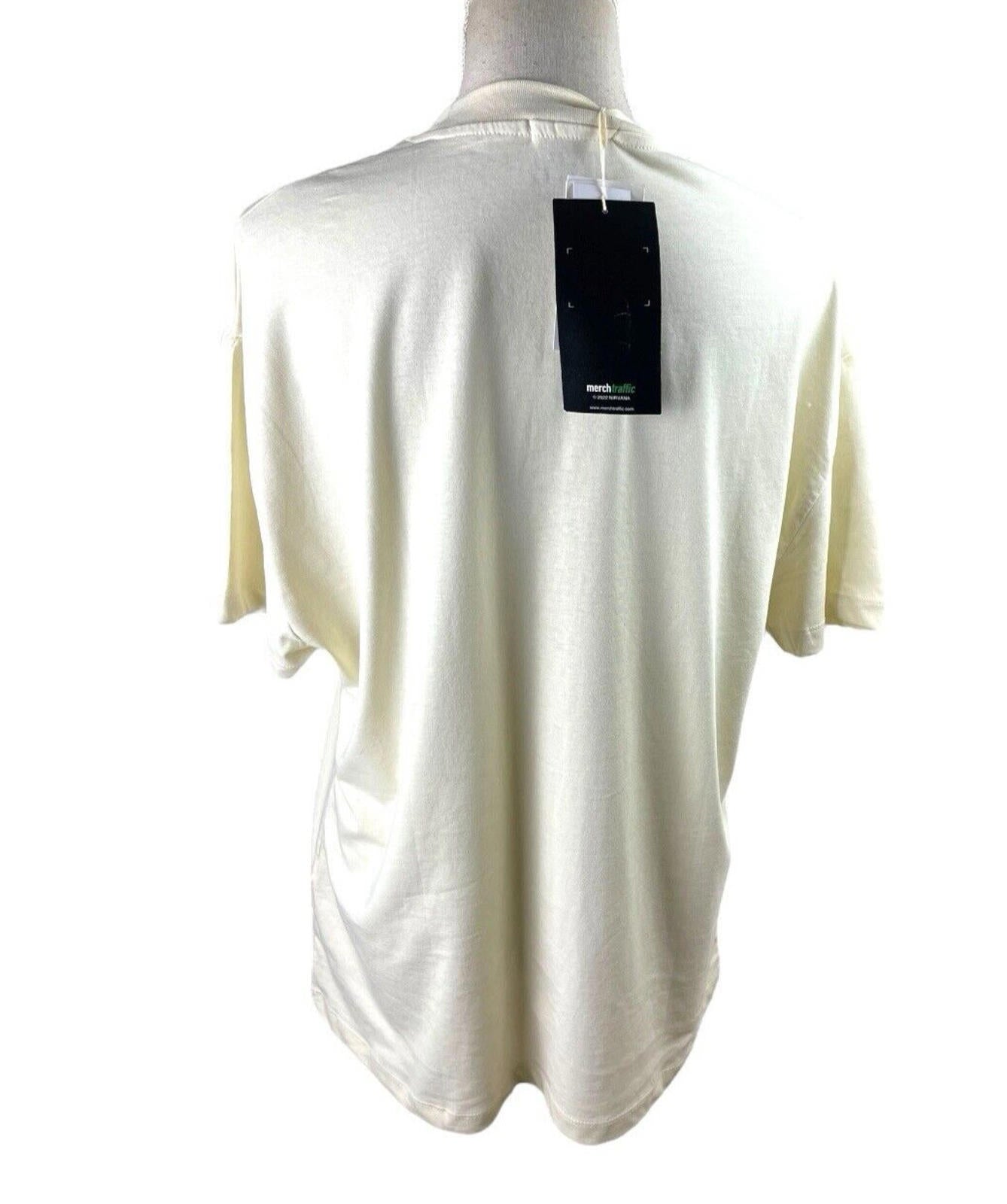 Stradivarius Nirvana T-Shirt Over Sized Beige Graphic Print Women’s UK Size XS