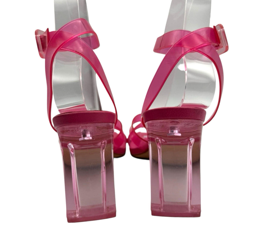 Primark Jelly Strap Block Heel Shoes Women’s UK Size 3 Square Open Toe Pink