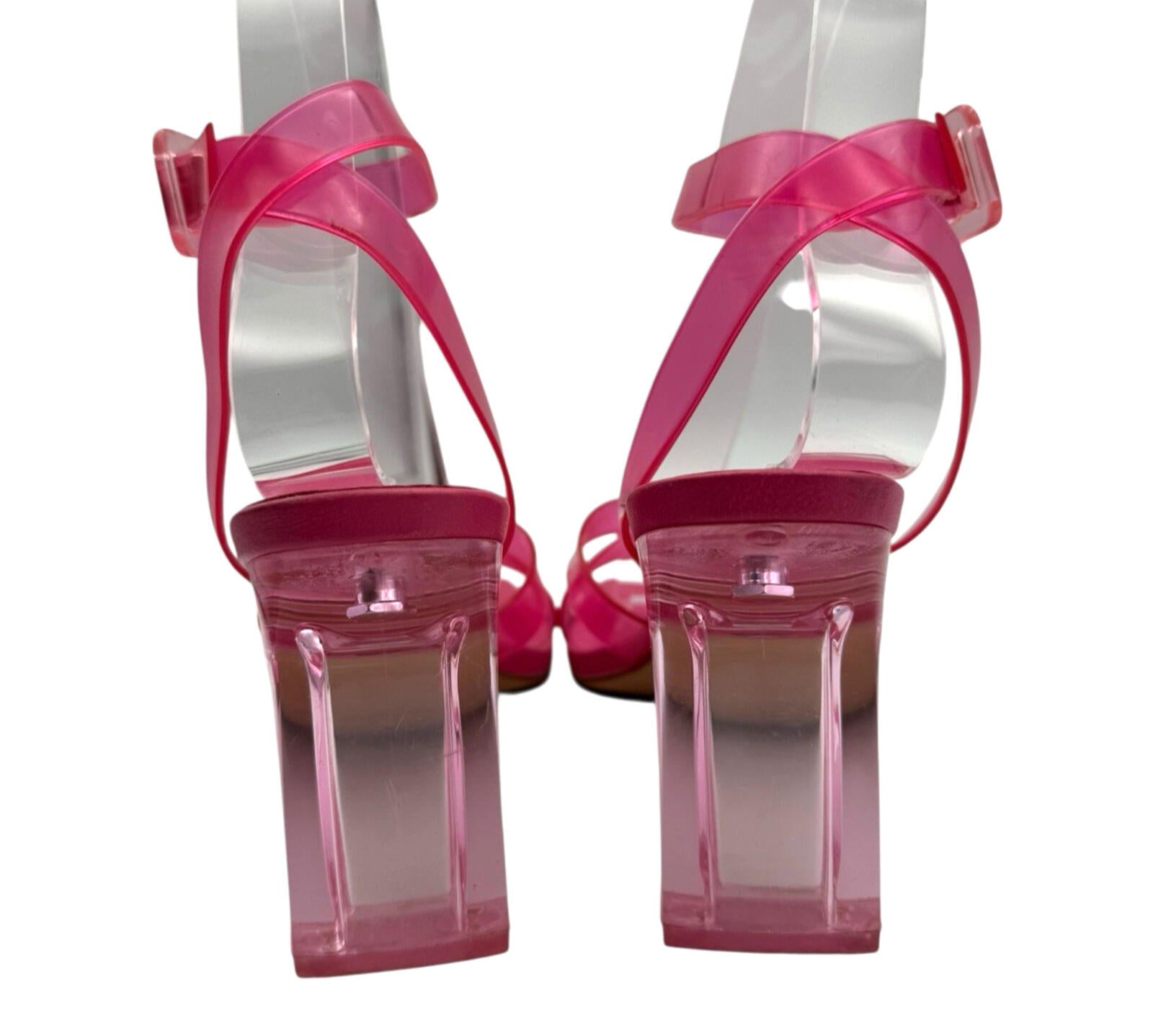 Primark Jelly Strap Block Heel Shoes Women’s UK Size 3 Square Open Toe Pink