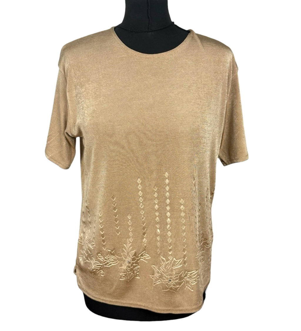 EyeCasuals Woven T-Shirt Blouse Top Women’s UK Size M / L Shirt Sleeve Sequin